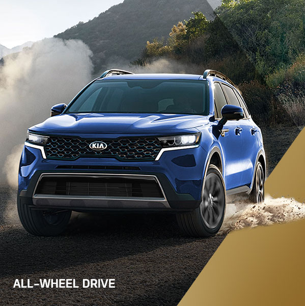 rugged Sorento on a dusty road. ALL-WHEEL DRIVE
